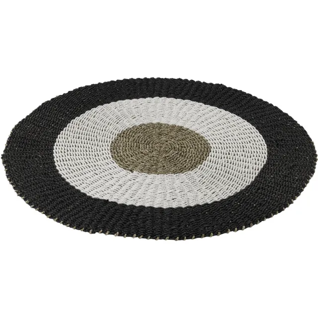 J-Line vloerkleed - kunststof - wit/zwart - small