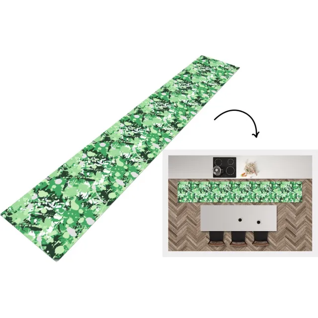 KitchenYeah Keukenloper - Loper keuken - Patronen - Groen - Camouflage - 300x50 cm - Keukenloper vinyl