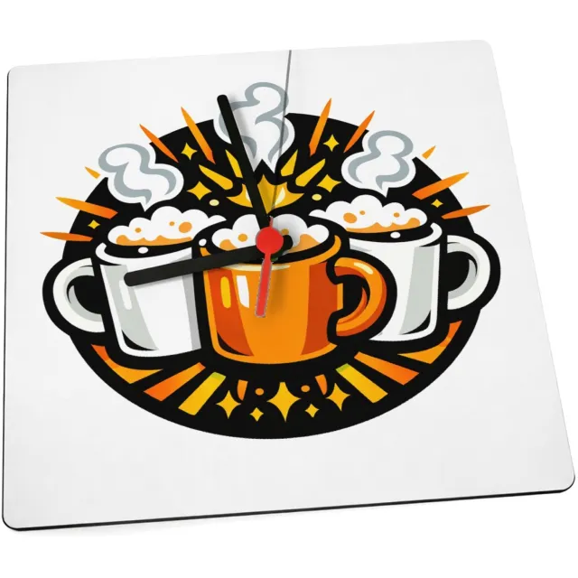 Mr Cadeautjes Klok 19 x 19 - design Een humoristische vriendenprint met twee of drie koffiemokke | cadeau Wit