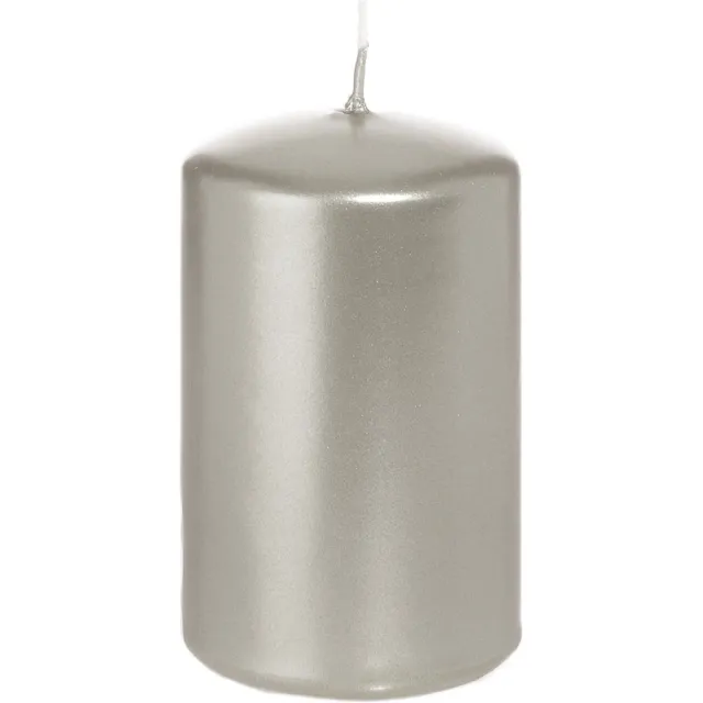 Trend Candles Cilinderkaars/stompkaars - zilver - 5 x 8 cm - 18 branduren - horeca kaarsen