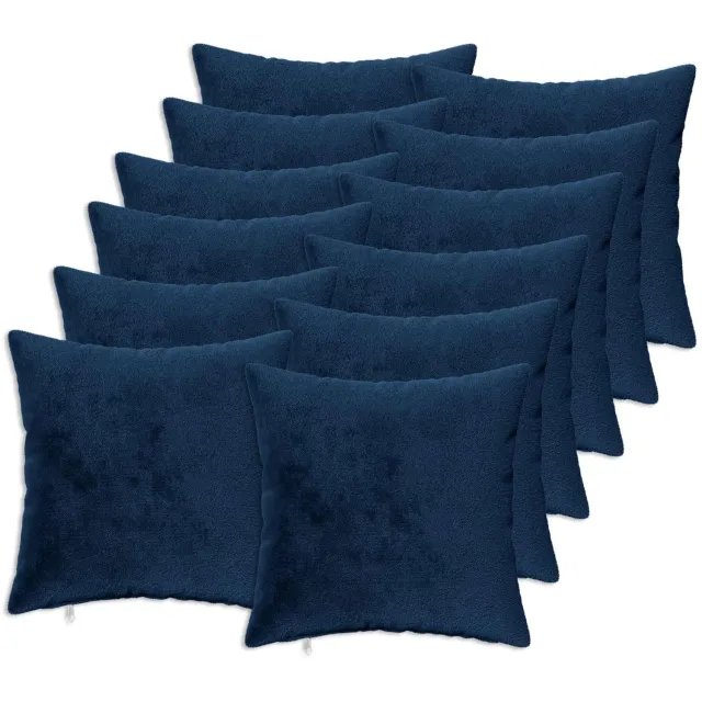 vidaXL Dekenkussen - 12 - st - HEERLEN - Marineblauw - 40 - x - 40 - cm - Flanel