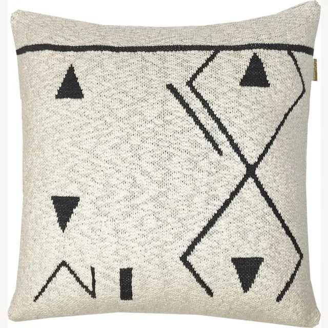 Malagoon Fantasy line knitted cushion off-white Offwhite, Zwart