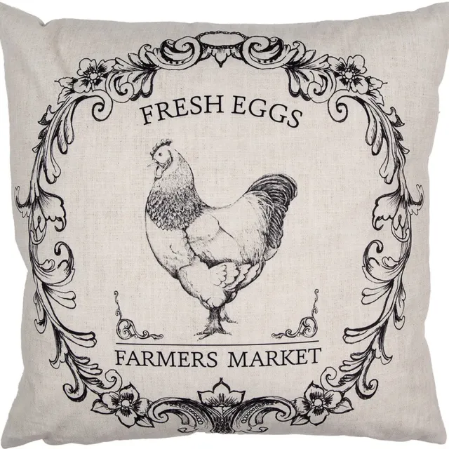 Clayre & Eef Kussenhoes 45x45 cm Beige Zwart Polyester Haan