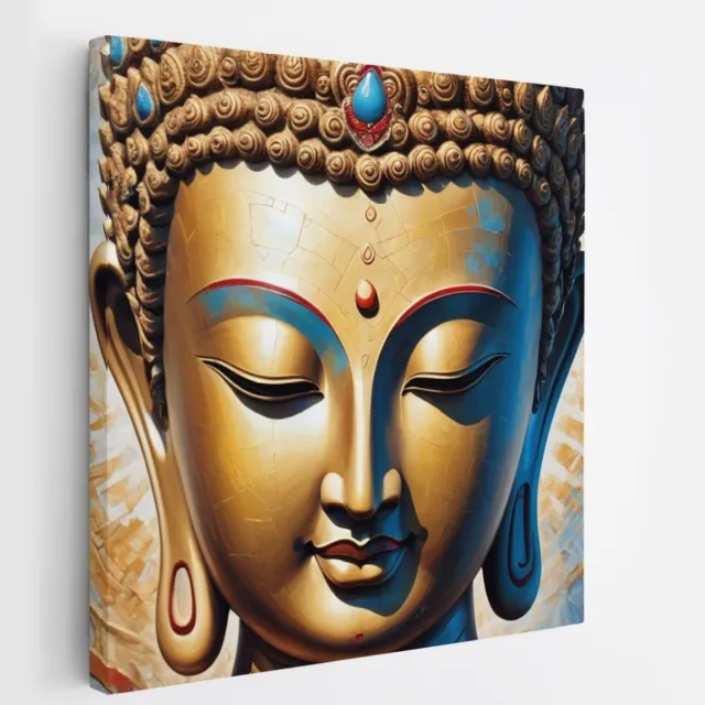 Saammp Canvas Schilderij - Boeddha - Kleurrijk - 100x100 - Foto op canvas - Wanddecoratie - Muurdecoratie Woonkamer - Canvas schilderijen Multicolor
