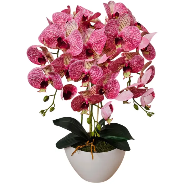 Damich Kunst Orchidee in Bloempot - Roze met witte pot - 60cm