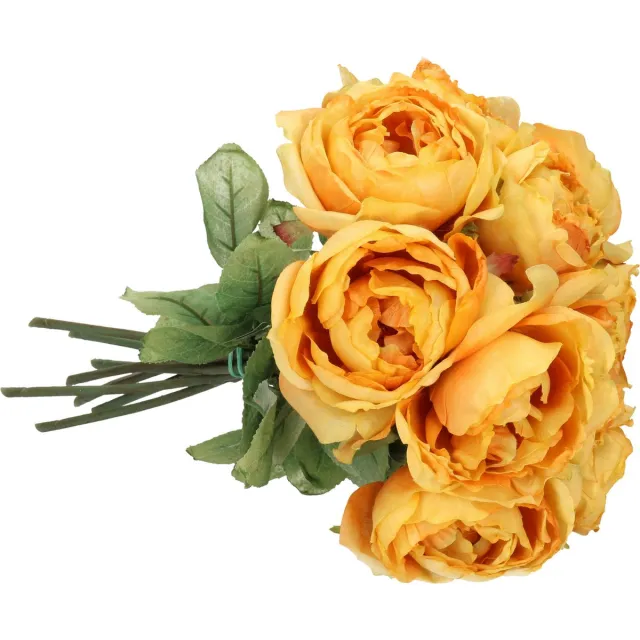 Top Art Kunstbloemen boeket roos Diana - 8x - oranje - 36 cm - kunststof steel - decoratie bloemen