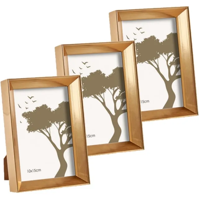 Arte r Fotolijstje - 3x stuks - goud - kunststof - voor foto van 10 x 15 cm - fotolijst Goudkleurig
