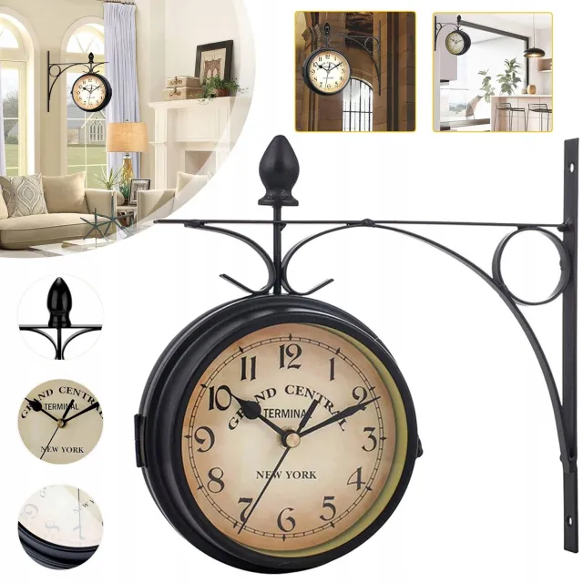 JIMUYU Vintage Wandklok met Romeinse Cijfers - Smeedijzeren Frame, Metalen Wijzerplaat en Stil Uurwerk, 13 cm voor Woonkamer, Slaapkamer, Café of Restaurant Zwart