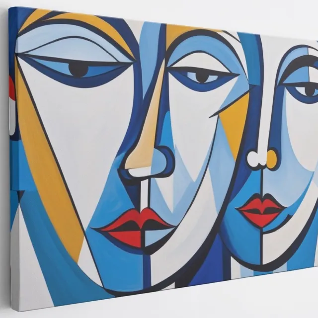 Saammp Canvas Schilderij - 2 gezichten - Neutraal - Abstract - 90x60 - Foto op canvas - Wanddecoratie - Muurdecoratie Woonkamer - Slaapkamer decoratie - Canvas Print Multicolor