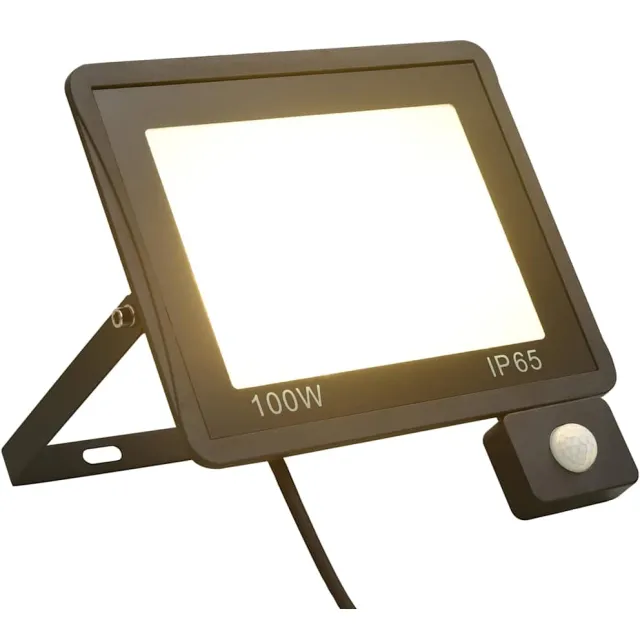 vidaXL Spotlight met sensor LED 100 W warmwit Zwart