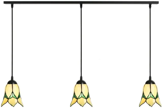 Coloured by Art 3 x Tiffany Lovely Flower Yellow lampen aan plafondbalk - Art Deco Trade Geel