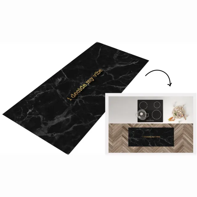 KitchenYeah Keukenloper - Loper keuken - Quote - Zelfverzekerd - Goud - Marmer - Keukenloper vinyl Multicolor