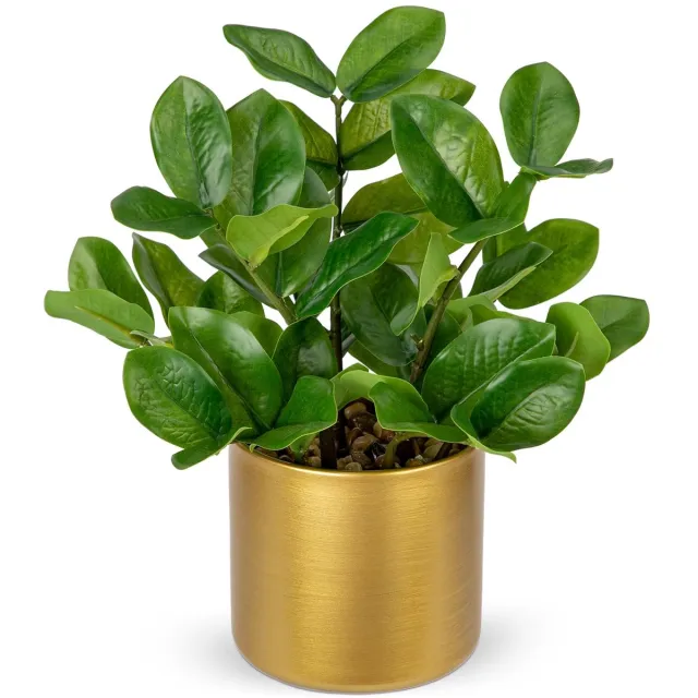 Unyqoos Decoratieve kunstplanten in gouden pot voor huis en kantoor, groente, 30 cm