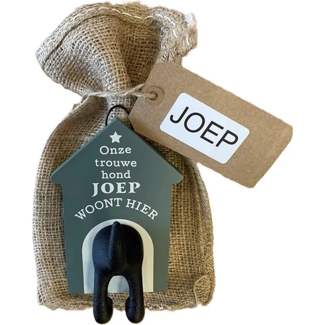 History& Heraldry Ltd Hondenriemhouder-Joep-in leuk kado verpakking-15cmx10cm-woonaccessoires-hondengarderobe-kapstok voor honden-kado idee voor hondenbezitters-haak voor hondenriem grijs