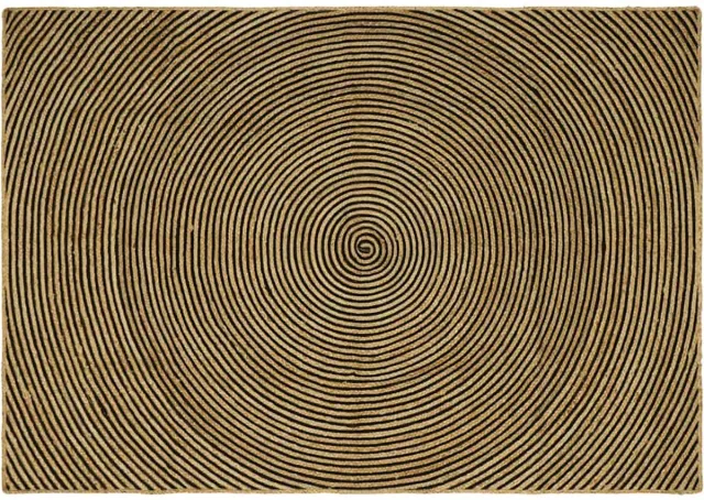 vidaXL Gebied - Tapijt - Naturel - en - Zwart - 240 - x - 340 - cm - Jute Naturel en Zwart