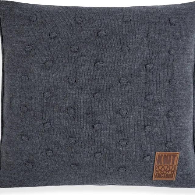 Knit Factory Noa Sierkussen - Antraciet - 50x50 cm - Kussenhoes inclusief kussenvulling