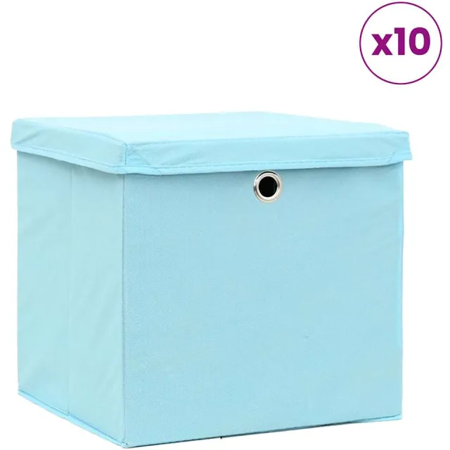 vidaXL Opbergboxen met deksel 10 st 28x28x28 cm babyblauw