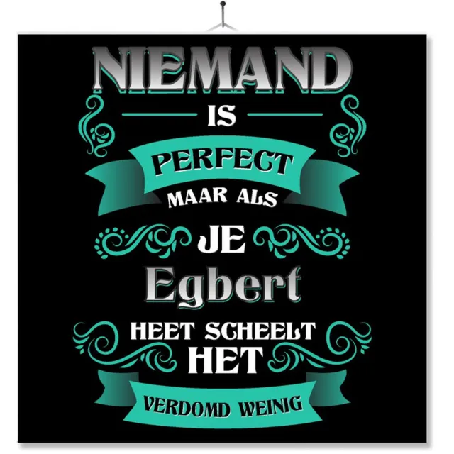MC Living Tegel Met Opdruk | Kado | Cadeau | Niemand Is Perfect Maar Als Je Egbert Heet Scheelt Het Verdomd Weinig Multi-Color