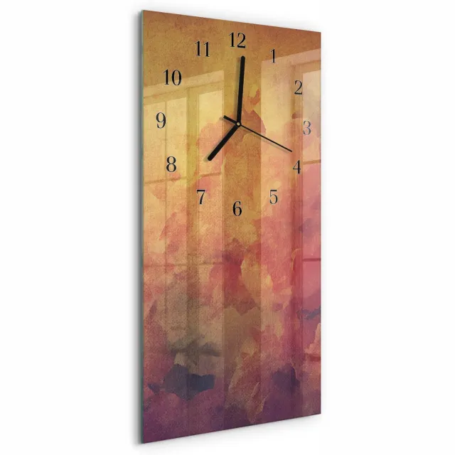 TULUP Wandklok - Patroon Glazen Klok Met Print - 30x60 cm - Veelkleurig Moderne Glazen Wandklok - Zwarte Handen - Rechthoekige Wandklok - Decoratieve Glazen Klok - Glazen Wandklok Design