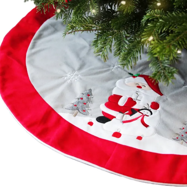Unique Living Kerstboomrok - kerst thema - rood/wit - D90 cm - polyester - kerstboomkleed