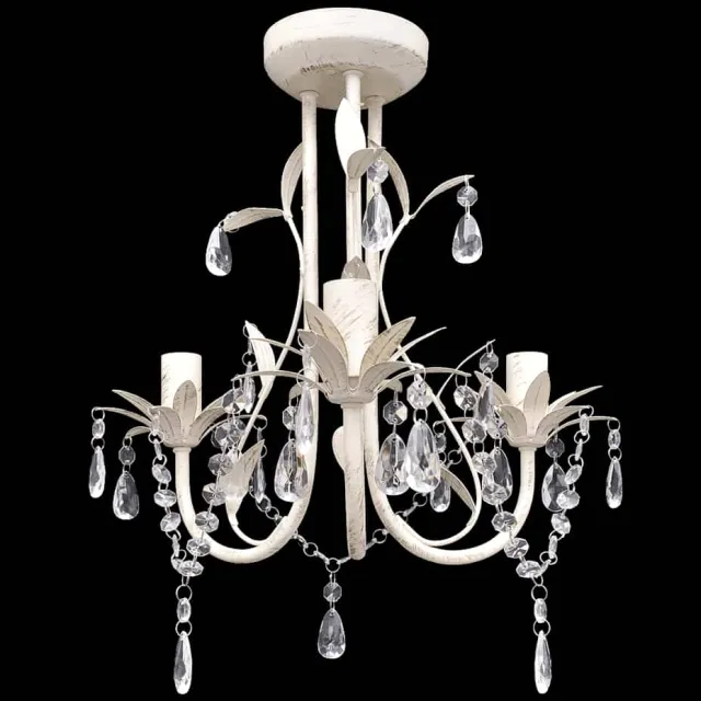 vidaXL Kristallen kroonluchter met wit elegant design (3 lampen)