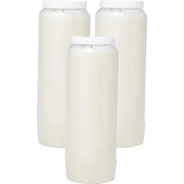 Enlightening Candles Grafkaars - 3x stuks - 216 branduur - gedenklicht - wit - 20 cm - 9 dagen - Noveenkaars - Gedenkkaars