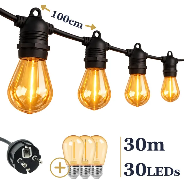 Odaily S14 Amber Lichtsnoer 30m - 30 LEDs - IP65 Waterdicht - Extra Warm Wit Licht - Premium Kwaliteit