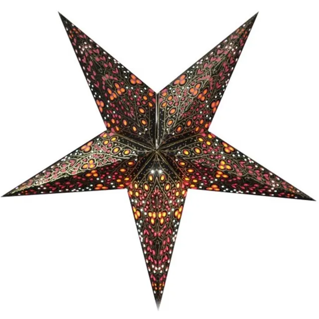Only natural Floz Design luxe kerstster - zwart met kleurmix - papier - 60 cm - fairtrade uit India