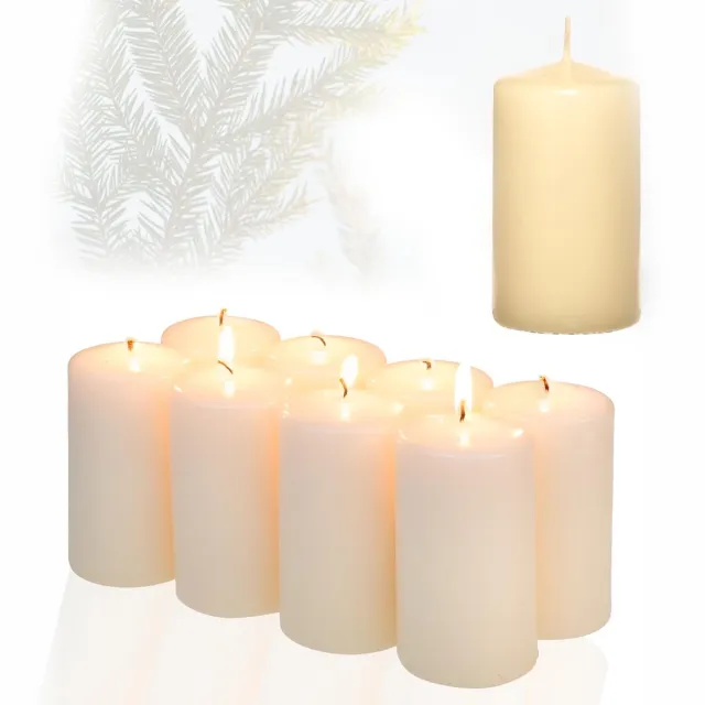 Famanu Set van 8 stompkaarsen voor Kerstmis, sfeervolle kaarsen in champagnekleur, 5,8 cm x 12 cm, ideaal voor adventskrans en kerstdecoratie Zwart
