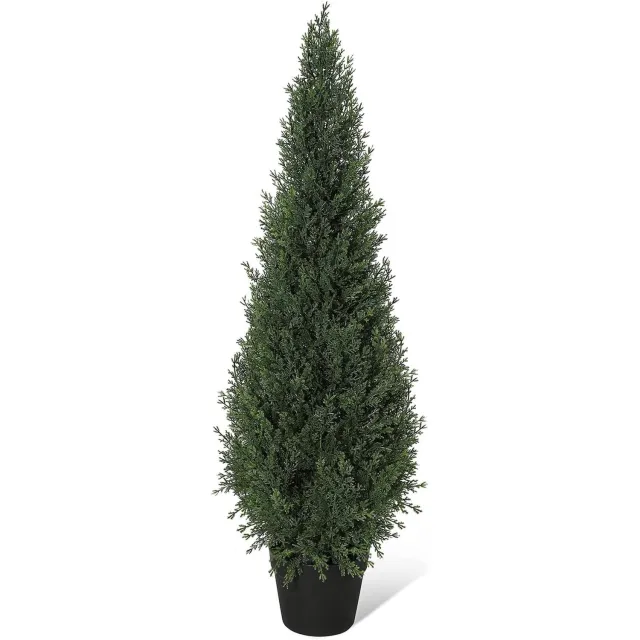 Danky 3FT kunstmatige ceder-topiarybomen, 1 stuk, met verstelbare takken Kunstmatige dennenstruiken met levensechte, groenblijvende textuur; UV-bestendige, realistische kunstmatige cipressen voor veranda, terras- en tuindecoratie