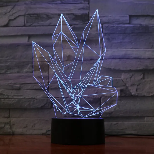 MC Living 3D Led Lamp Met Gravering - RGB 7 Kleuren - Edelsteen