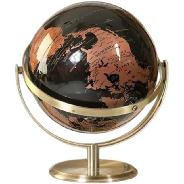 rimmo Metalen Globe Decoratie Wereldbol Geografie Onderwijs Thuis Tafeldecoratie Kantoor Huis Decoratie Accessoires zwart/goud