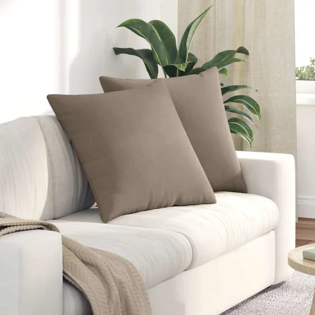 vidaXL Sofa Kussens 2 st Microvezel Stof Taupe 60 x 60 cm