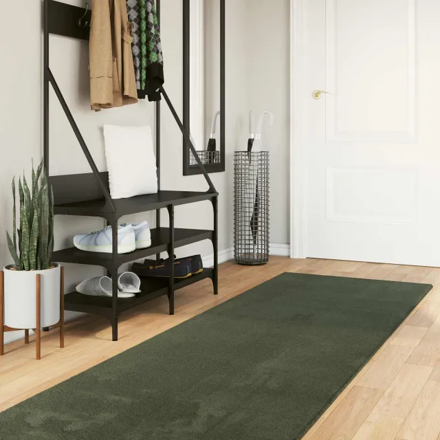 vidaXL Vloerkleed HUARTE Bosgroen 80 x 750 cm 100% Polyester Plat groen, foto 2