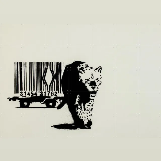 IXXI Banksy's Way to Freedom, Banksy - 140 x 100 cm - Grote wanddecoratie en posters - Pop art, Street art, Modern, Mancave, Woonkamer, Dieren Grijs / Wit / Zwart