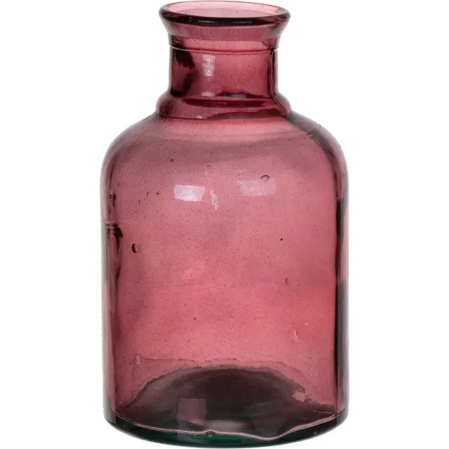 Bellatio Design Bloemenvaas - paars transparant gerecycled glas - D12 x H20 cm - vaas