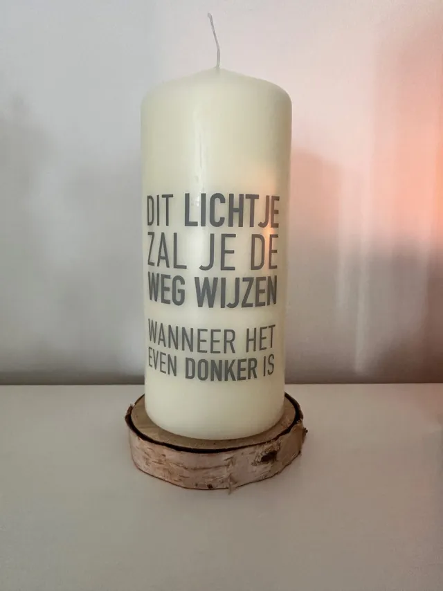 Afscheid & Troost Kaars - Troostkaars - Persoonlijke boodschap - Dit lichtje .... - Herinnering aan geliefde - Herdenkingskaars - AF-TK29-154DL Ivoor