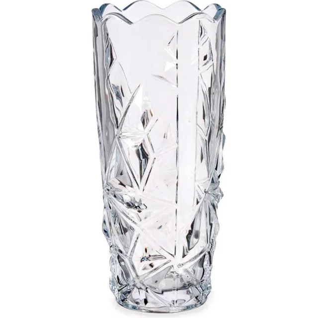 Giftdecor Vaas - diamant relief - glas - 19 cm - Gedecoreerd glas - Vaas - Geschikt voor bloemen en boeketten transparant