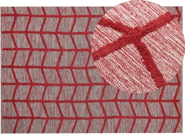 Beliani SIVAS - Laagpolig vloerkleed - Rood - 160 x 230 cm - Katoen