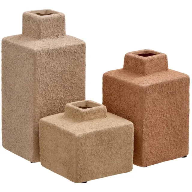 Atmosphera Rick Keramieken Vazen - Set van 3 stuks - Bruin