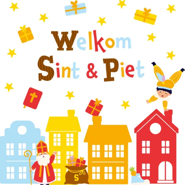 PD-Party Raamstickers Sint & Piet Cartoon Vigo Multikleur - Print