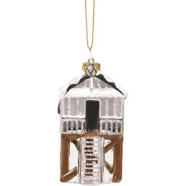 De Ballen Uit.. Kerstbal Terschelling Drenkelingenhuisje Zilver - Glazen ornament