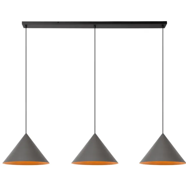Lucide SPITZE - Hanglamp - 3xE27 - Grijs | Vibes Grijs, Zwart