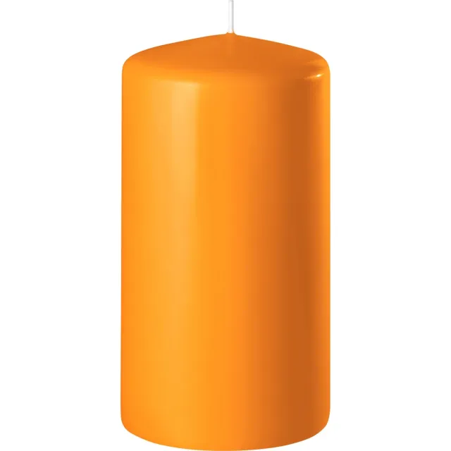 Enlightening Candles Cilinderkaars/stompkaars - oranje - D6 x H8 cm - 27 branduren - Dikke kaarsen - Voor kandelaar of plateau
