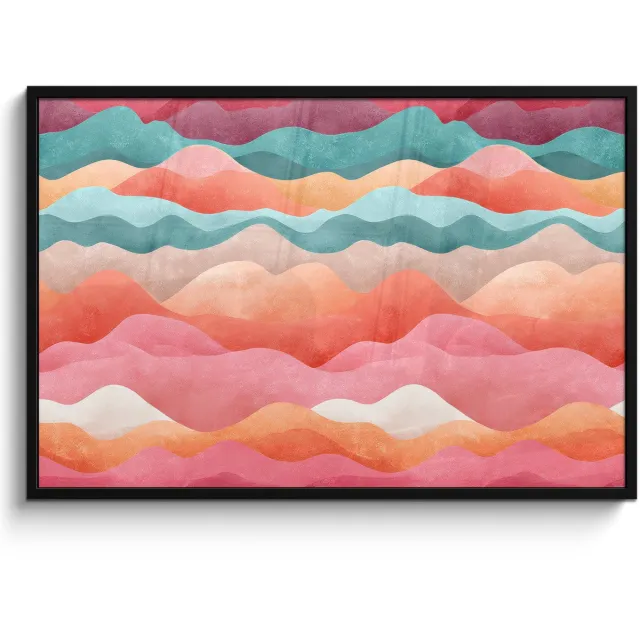 FrameYourWall Poster in lijst - Fotolijst 120x80 cm - Posters - Golven - Kleurrijk - Abstract - Posterlijst zwart - Decoratie - Wanddecoratie woonkamer - Muurdecoratie slaapkamer