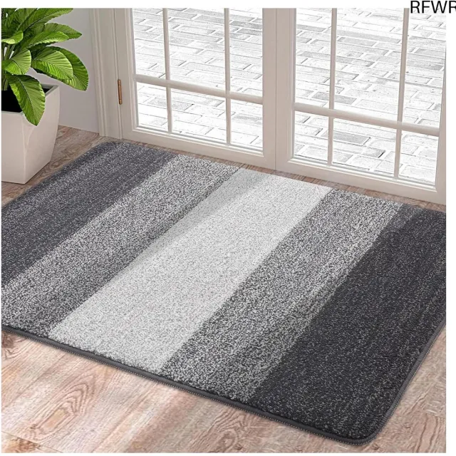 RFWR Zachte machinewasbare deurmat voor binnen, antislip en absorberend entreetapijt, geschikt voor huisdieren en honden (50 x 80 cm, grijs)