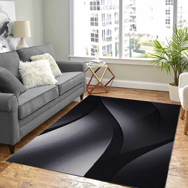 flycarpets Marlon Vloerkleed Modern - Grijs - Zwart - Laagpolig - 80x150 cm