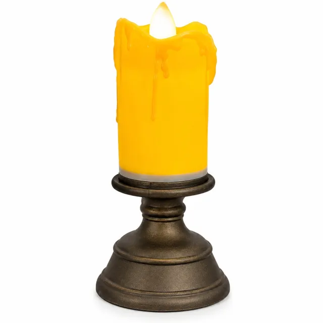 SWGOTA led kaarsen: middelgroot model met druipeffect en kandelaarvoet voor tafeldecoratie Crème