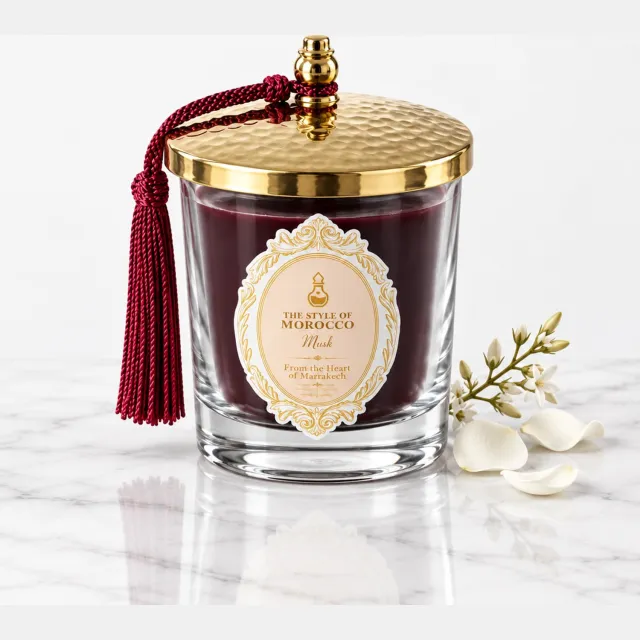 The Style Of Morocco Geurkaars Musk - Elegant Glow - 190 g Bordeaux / Goud