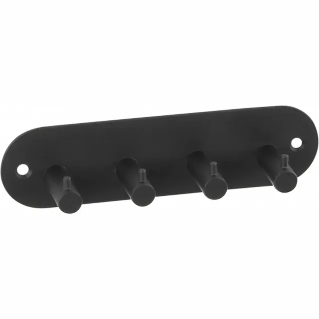 Siro Kapstok - 4 ophang haken - metaal - zwart - 11 x 21 cm - ruimtebesparend - wandkapstok - hal of badkamer